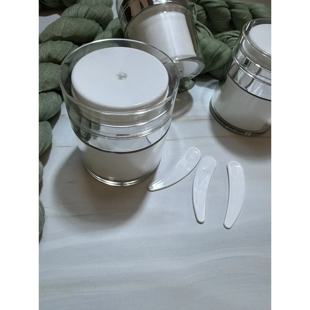 3 Pcs Pp Press Cream Jar Travel Face Lotion Pot‎ Cosmetic Vacuum Bottle 1.7 Oz